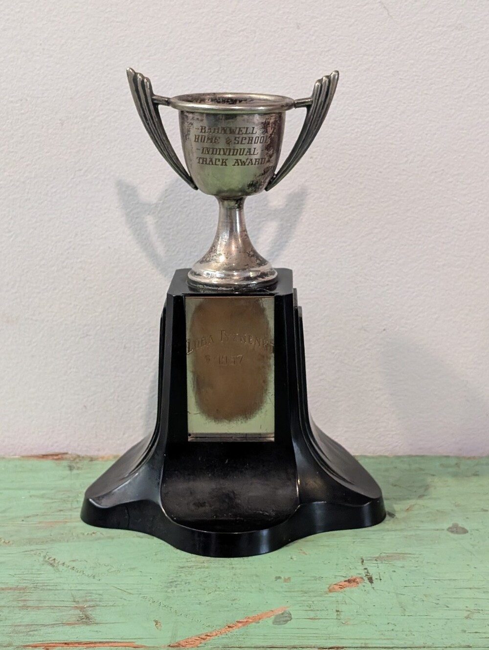 Vintage 1950's Silver Plate Trophy Cup - Barnwell Home & School Track Award 7"